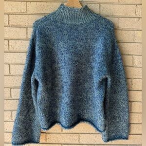 Anthropologie | Moth Blue Metallic Sweater | Mock Neck